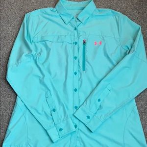 Under Armour teal fishing shirt